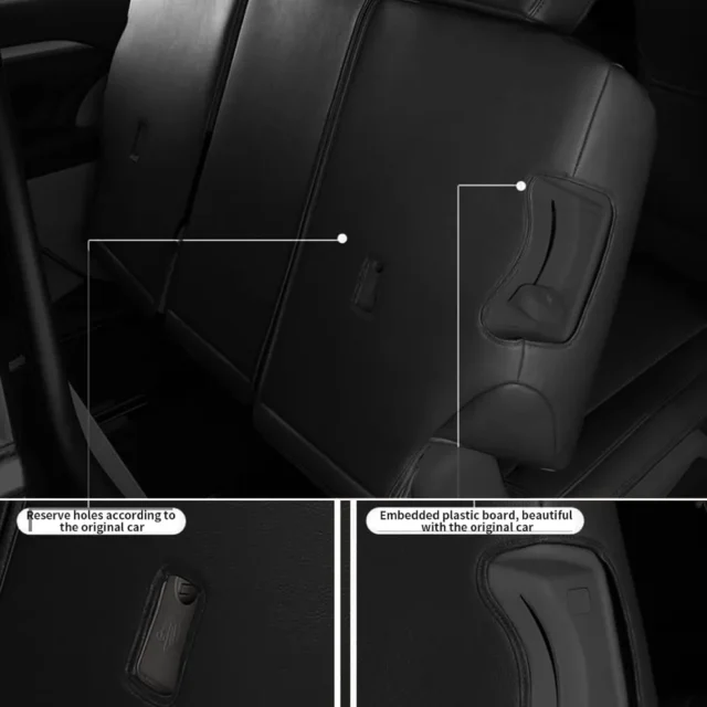 AOMSAZTO fundas personalizadas para Toyota Highlander 2014-2019, 3 filas, 8 asientos, segunda fila 40/60, piel sintética negra, ajuste preciso y protección completa., foto 2 de 6