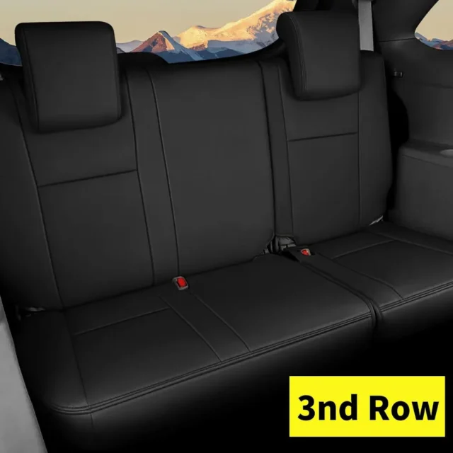 AOMSAZTO fundas personalizadas para Toyota Highlander 2014-2019, 3 filas, 8 asientos, segunda fila 40/60, piel sintética negra, ajuste preciso y protección completa., foto 5 de 6