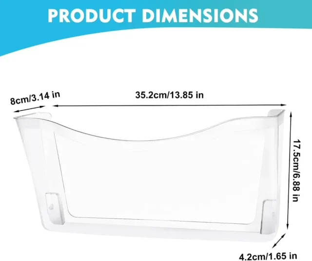 Paquete de 4 organizadores transparentes para colgar archivos de un solo bolsillo, soporte de plástico para revistas, correos de papel, contenedores montados para oficina, escuela y hogar, foto 4 de 5