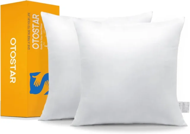 Paquete de 2 Rellenos de Almohada Decorativa, 28 x 28 Pulgadas Cuadrados Interior de Cojín Suave Esponjoso Mullido Relleno Almohadillas de Cojín Blancas Insertos de Almohada Decorativa, foto 1 de 5