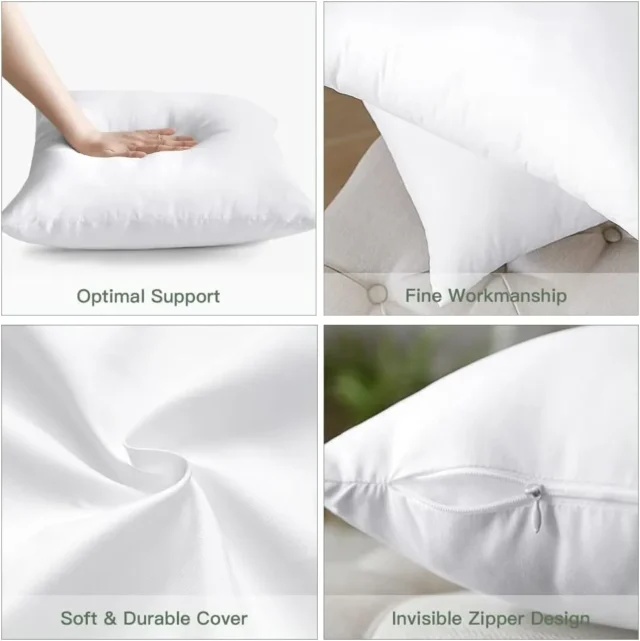 Paquete de 2 Rellenos de Almohada Decorativa, 28 x 28 Pulgadas Cuadrados Interior de Cojín Suave Esponjoso Mullido Relleno Almohadillas de Cojín Blancas Insertos de Almohada Decorativa, foto 2 de 5