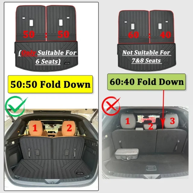 Revestimientos de carga grandes para Mazda CX90 CX-90 2024 2025 (solo aptos para 6 asientos) (no aptos para 7 y 8 asientos), protección para todo tipo de clima de TPE con tapete para el maletero, foto 4 de 5