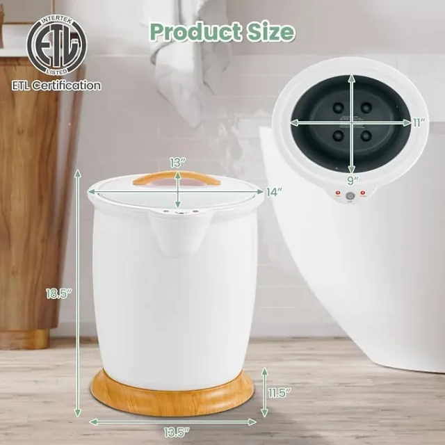 Cubo calentador de toallas de lujo, con soporte para fragancia, apagado automático, para hasta dos toallas de gran tamaño, albornoces, mantas, grande para baño, foto 3 de 5