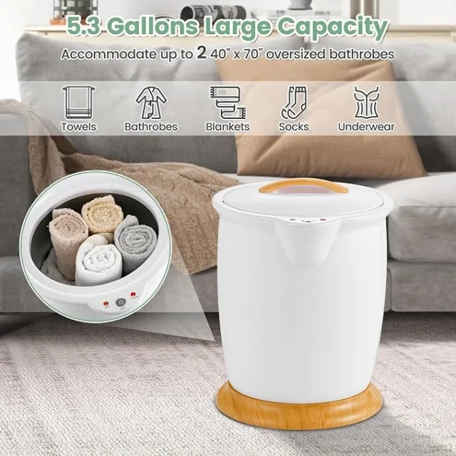 Cubo calentador de toallas de lujo, con soporte para fragancia, apagado automático, para hasta dos toallas de gran tamaño, albornoces, mantas, grande para baño, foto 5 de 5