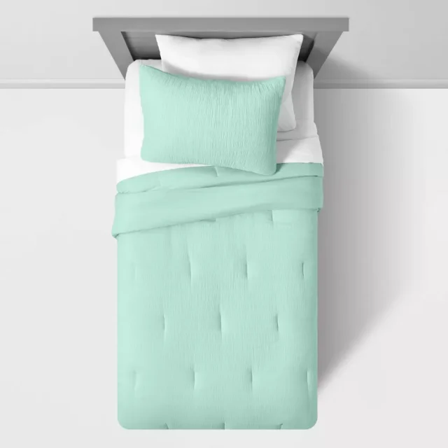 Juego de edredón individual Seersucker para niños, microfibra ligera, certificado OEKO-TEX, incluye 1 edredón y 1 funda de almohada, para hogar, foto 1 de 4