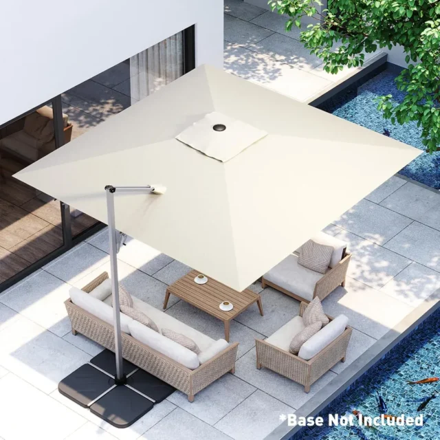 Sombrilla de patio rectangular 10x13 pies, rotación 360°, marco aluminio resistente al viento, impermeable y protección UV, para jardín, piscina y terraza, foto 5 de 6