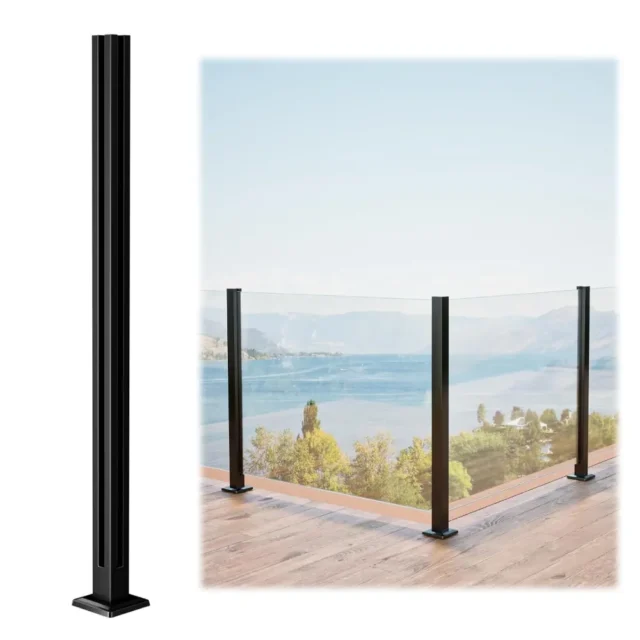 Juego de 6 postes de barandilla de vidrio negro de 36'', acero inoxidable 304, con soporte para pasamanos, para interior y exterior., foto 1 de 6