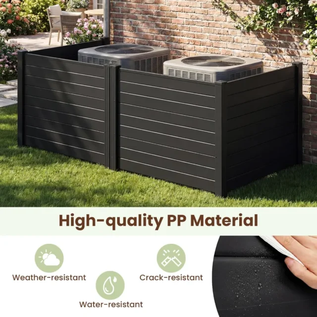 Valla de privacidad para exteriores S AFSTAR, 2 paneles, 48x38 pulgadas, con estacas de metal, decorativa para patio y patio trasero, color negro, ., foto 5 de 6