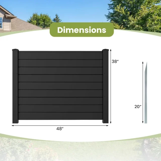 Valla de privacidad para exteriores S AFSTAR, 2 paneles, 48x38 pulgadas, con estacas de metal, decorativa para patio y patio trasero, color negro, ., foto 6 de 6