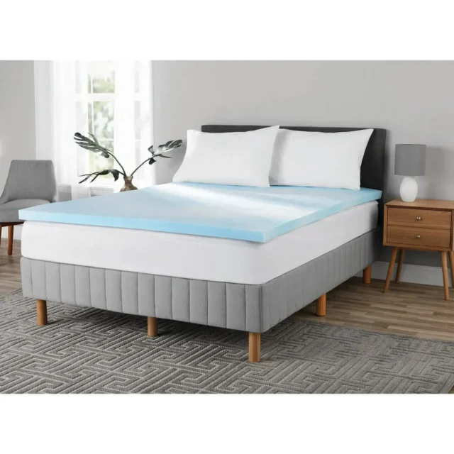 Cubrecama de Memory Foam Mainstays, 2 pulgadas de grosor, tamaño King, con remolino azul, para mayor confort y durabilidad, foto 1 de 5