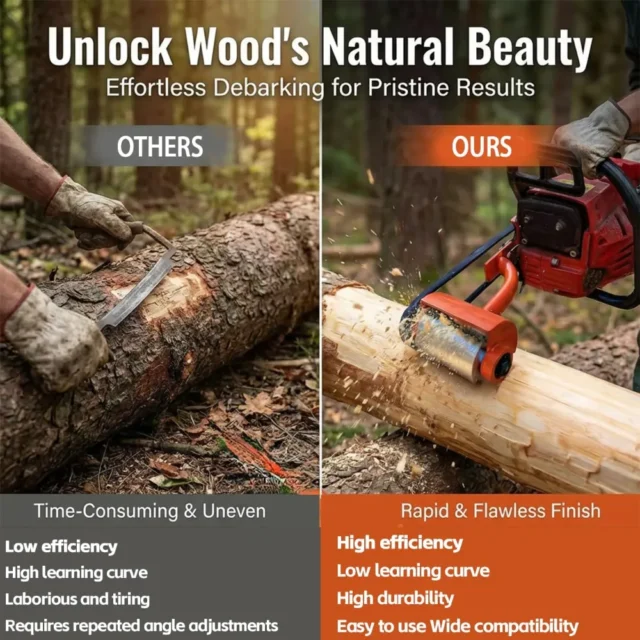 Descortezador de troncos para motosierra con 4 cuchillas, compatible con Husqvarna y STIHL, para descortezar madera, incluye accesorios, para carpintería, foto 3 de 6
