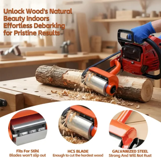 Descortezador de troncos para motosierra con 4 cuchillas, compatible con Husqvarna y STIHL, para descortezar madera, incluye accesorios, para carpintería, foto 4 de 6