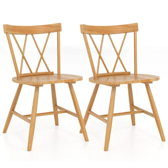 Sillas de comedor estilo granja, juego de 2, con marco de madera de caucho, para cocina y hogar, foto 1 de 6