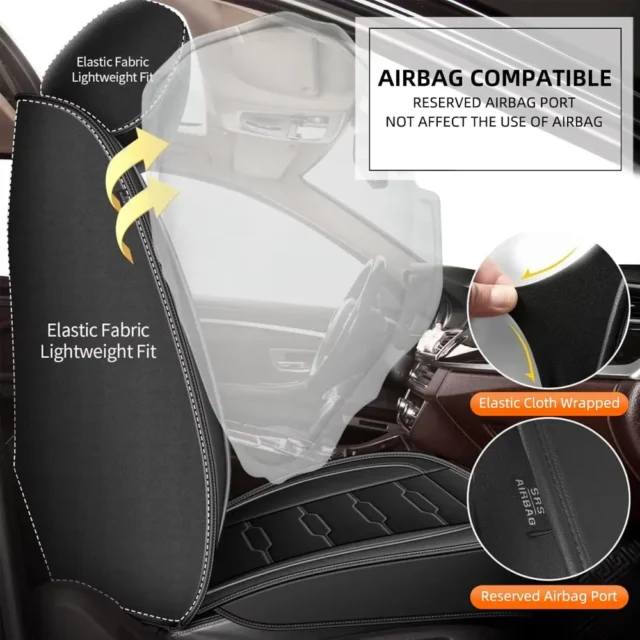 Fundas de asiento personalizadas para Ford Bronco 2021-2025, fundas de asiento delanteras impermeables de cuero con cobertura total para camioneta (2 asientos, color negro), foto 4 de 6