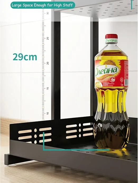 Organizador de especias extraíble Tycom para encimera y armario, soporte de almacenamiento de frascos, organizador de condimentos plegable, para cocina, 2 capas, blanco, foto 2 de 3