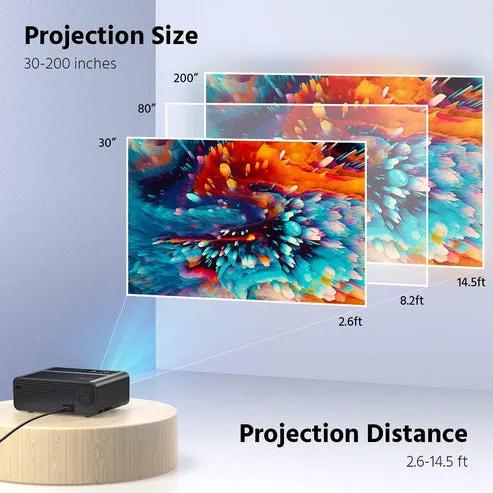 Mini proyector WiFi Full HD 1920x1080 con espejo de pantalla inalámbrico, compatible iOS Android Windows Chromecast, pantalla hasta 200 pulgadas y altavoces integrados, foto 2 de 4