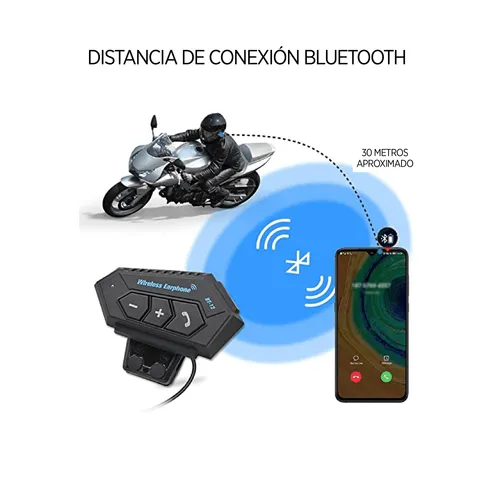 Manos Libres Bluetooth BT-12 para casco, comunicación segura en moto con alcance 30 metros, foto 4 de 5