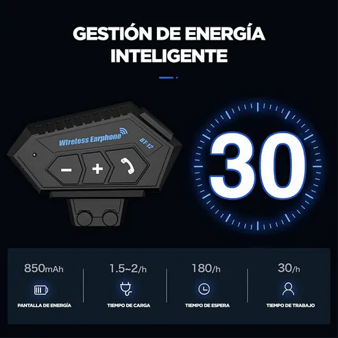Manos Libres Bluetooth BT-12 para casco, comunicación segura en moto con alcance 30 metros, foto 3 de 5