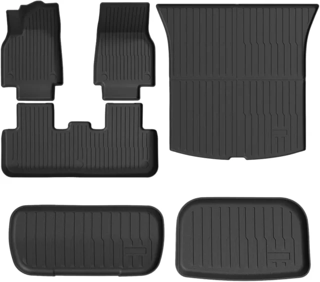 Tapetes de Piso para Tesla Modelo Y 2025-2026, Juego de 6 Piezas Todo Clima, Delantero, Trasero y Maletero, Accesorios All Weather Protect Floor Mats, Model Y Frunk Trunk Mat, Rear Cargo Liner, foto 1 de 6