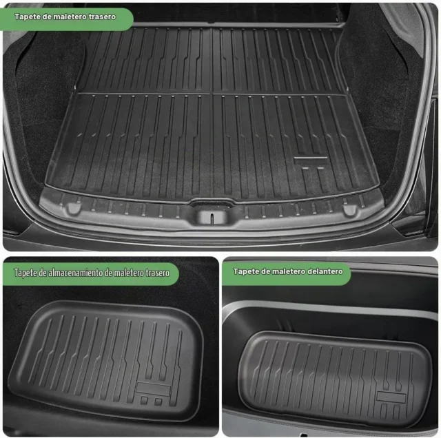 Tapetes de Piso para Tesla Modelo Y 2025-2026, Juego de 6 Piezas Todo Clima, Delantero, Trasero y Maletero, Accesorios All Weather Protect Floor Mats, Model Y Frunk Trunk Mat, Rear Cargo Liner, foto 6 de 6
