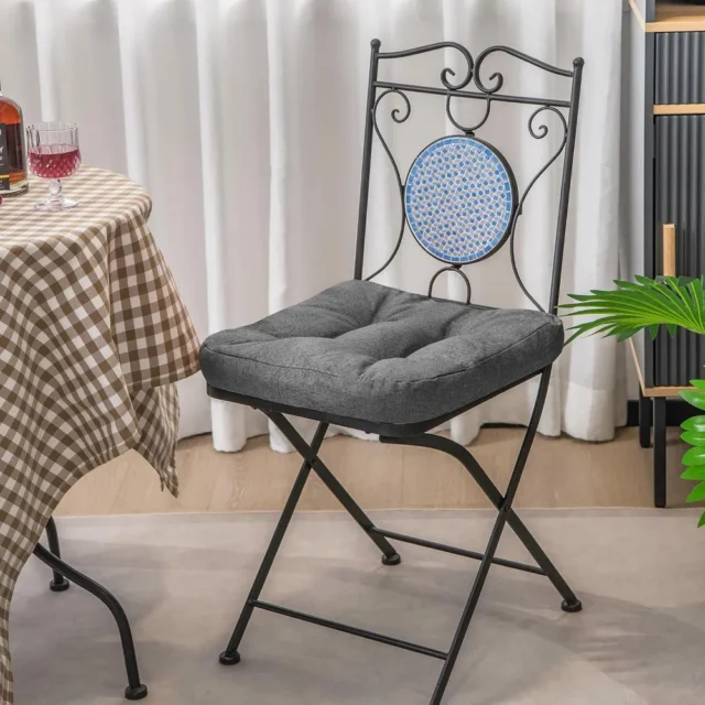 Paquete de 4 cojines para silla, antideslizantes, cómodos, funda de lino transpirable, lavables, para comedor, cocina, oficina y exterior, foto 4 de 5