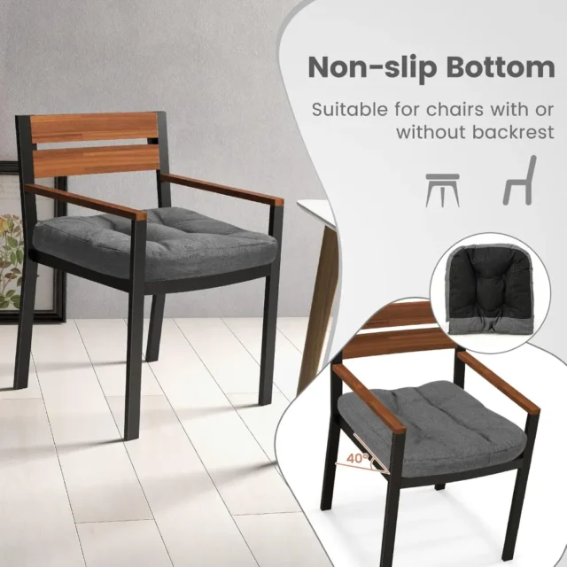 Paquete de 4 cojines para silla, antideslizantes, cómodos, funda de lino transpirable, lavables, para comedor, cocina, oficina y exterior, foto 5 de 5