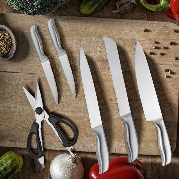 Juego de cuchillos de cocina de 14 piezas, con bloque, afilador y tijeras, acero inoxidable ultra afilado, para hogar, foto 2 de 4