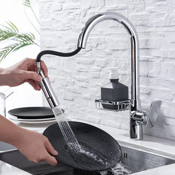 Grifo de Cocina con Rociador Extraíble, 2 Modos de Salida de Agua, Control de Agua Caliente y Fría, Fácil Instalación, para Hogar, foto 3 de 5