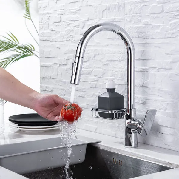 Grifo de Cocina con Rociador Extraíble, 2 Modos de Salida de Agua, Control de Agua Caliente y Fría, Fácil Instalación, para Hogar, foto 4 de 5