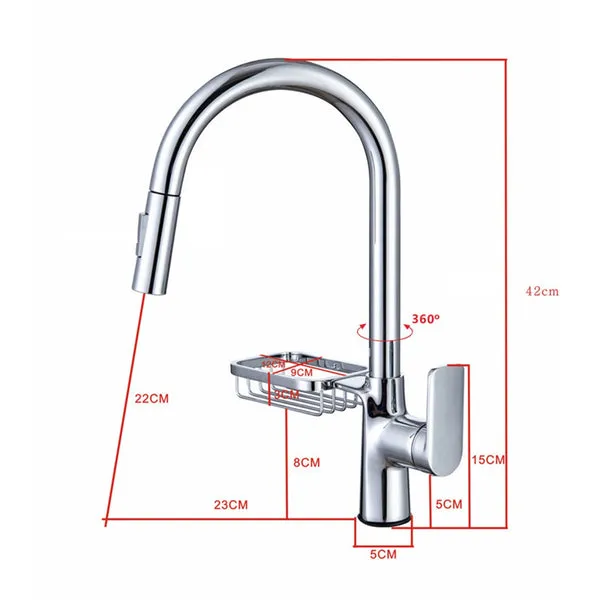 Grifo de Cocina con Rociador Extraíble, 2 Modos de Salida de Agua, Control de Agua Caliente y Fría, Fácil Instalación, para Hogar, foto 5 de 5
