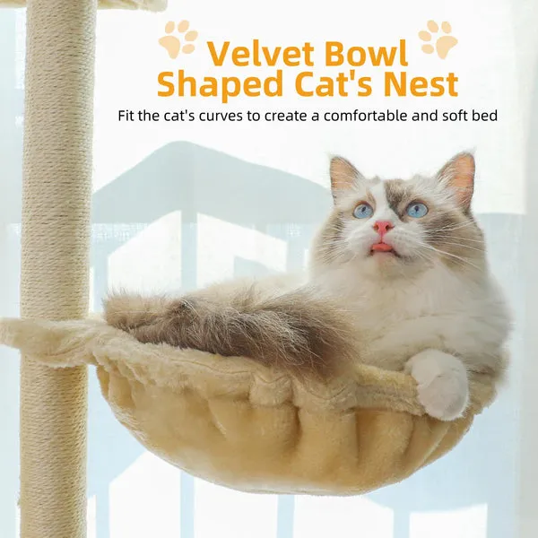 Torre para gatos con rascador de 3 pisos, percha acogedora, auto peluquero y bola interactiva, para gatos pequeños y medianos, multinivel, resistente y estable, foto 2 de 5