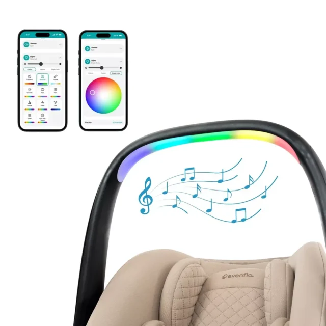 Silla de auto infantil giratoria Evenflo Revolve 180 LiteMax NXT con rotación de 180°, SensorySoothe y tejido Green & Gentle, para bebés de 1.4 a 13.6 kg con instalación segura, sin base, foto 5 de 5