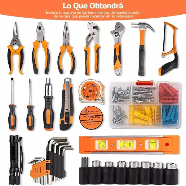 Juego de herramientas 106 piezas, caja mecánica portátil, para reparaciones del hogar, alta calidad, incluye caja de transporte, foto 5 de 6