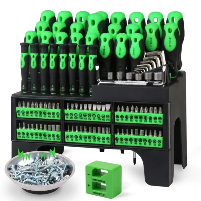 Juego de destornilladores magnéticos de 118 piezas, herramientas de precisión para reparar celulares, tablets y computadoras, con caja organizadora y extensión flexible, foto 1 de 5