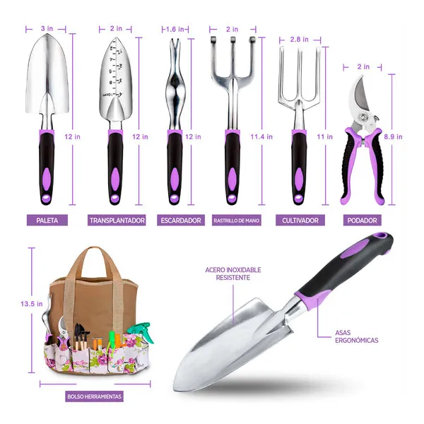 Kit de jardinería de 83 piezas, herramientas para suculentas y bonsáis, mango de aluminio resistente, incluye paleta, trasplantador, rastrillo, podadora y botella rociadora, para hogar y exterior, foto 3 de 4