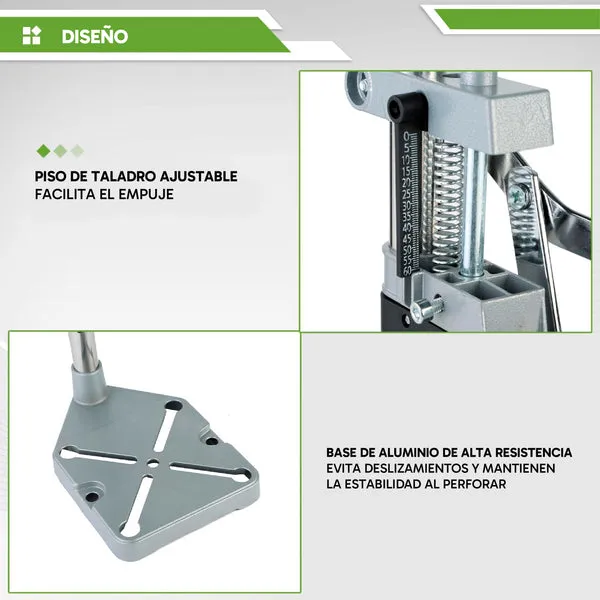 Prensa de taladro de sobremesa, base de aluminio, barra de columna sólida, abrazadera ajustable, para reparaciones y perforaciones en hogar y taller, foto 3 de 4