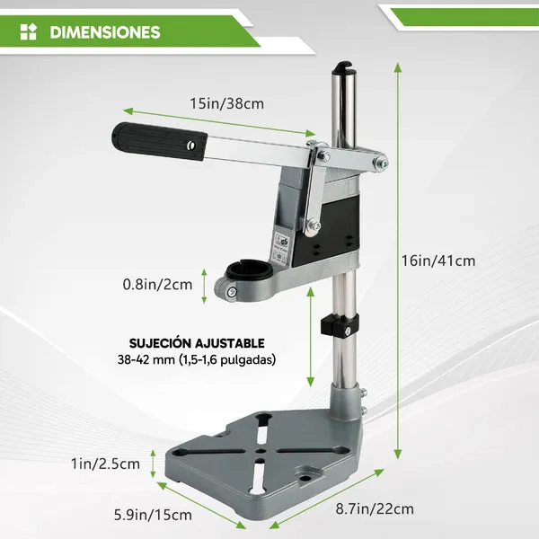 Prensa de taladro de sobremesa, base de aluminio, barra de columna sólida, abrazadera ajustable, para reparaciones y perforaciones en hogar y taller, foto 4 de 4