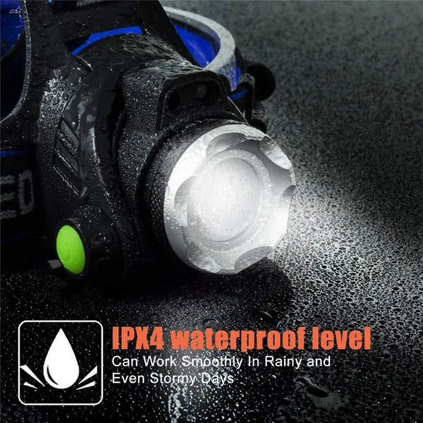 Foco led frontal, 8000 lúmenes, 3 modos de luz, 180° haz, recargable, resistente al agua IPX4, para correr, bicicleta y pesca, foto 3 de 6