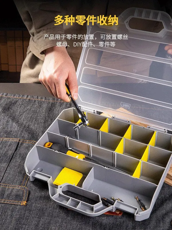 Caja de almacenamiento de herramientas, compartimentos editables, material PP de alta calidad, para tornillos, destornilladores, tuercas y más, foto 2 de 4