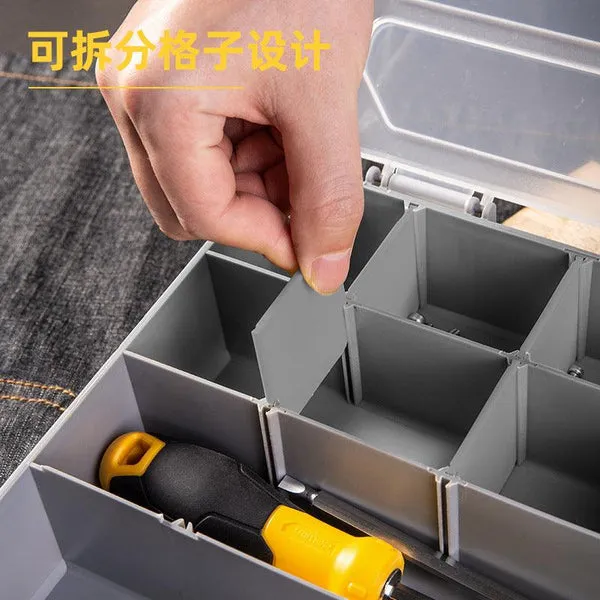 Caja de almacenamiento de herramientas, compartimentos editables, material PP de alta calidad, para tornillos, destornilladores, tuercas y más, foto 4 de 4