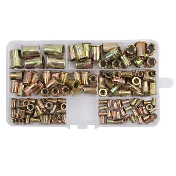 Kit surtido de tuercas de remache de 150 piezas, acero al carbono galvanizado M3/M4/M5/M6/M8/M10, resistentes al óxido y a la corrosión, para hogar y taller, foto 1 de 3