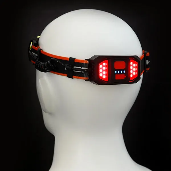 Linterna frontal LED recargable, 1200 lúmenes, haz 230° gran angular, 3 modos de luz, luz trasera roja, ligera, impermeable, para correr, ciclismo y aventuras al aire libre, foto 3 de 5