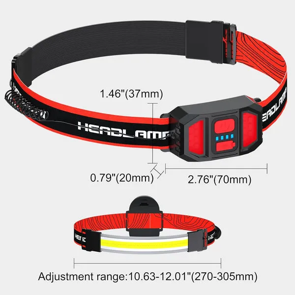Linterna frontal LED recargable, 1200 lúmenes, haz 230° gran angular, 3 modos de luz, luz trasera roja, ligera, impermeable, para correr, ciclismo y aventuras al aire libre, foto 4 de 5