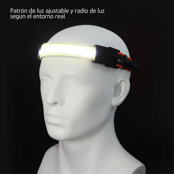 Linterna frontal LED recargable, 1200 lúmenes, haz 230° gran angular, 3 modos de luz, luz trasera roja, ligera, impermeable, para correr, ciclismo y aventuras al aire libre, foto 5 de 5
