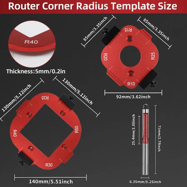 Plantillas y guías de router para carpintería, radios R10 a R35, aluminio resistente, para muebles, proyectos DIY y trabajos profesionales, foto 4 de 5