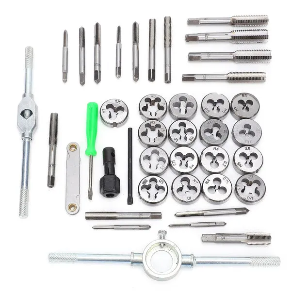 Kit de roscado 40 piezas, machuelos y troqueles, acero al carbono, para crear y reparar roscas internas y externas, incluye estuche organizador, para bricolaje y talleres mecánicos, foto 2 de 4