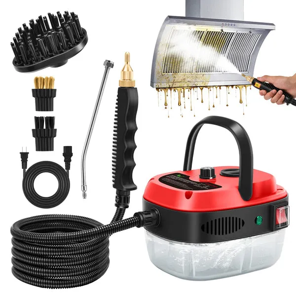 Limpiador de vapor portátil de mano, 2500W de alta potencia, 1 litro de capacidad, con 3 cabezales de cepillo, para limpieza de cocina, baño y automóvil, foto 1 de 5