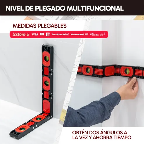 Regla Niveladora Plegable, Multiángulo, Herramienta de Medición Versátil y Portátil para Construcción y Carpintería, foto 5 de 6