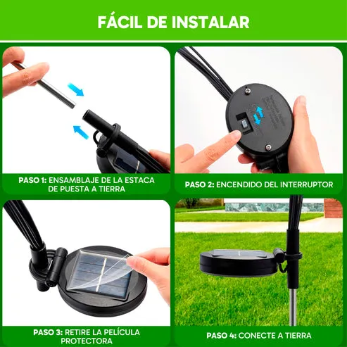 Pack de 4 Luces Solares para Exteriores, 32 LEDs Oscilantes, Resistentes a la Humedad, Fácil Instalación, para Jardín y Patio, foto 2 de 4