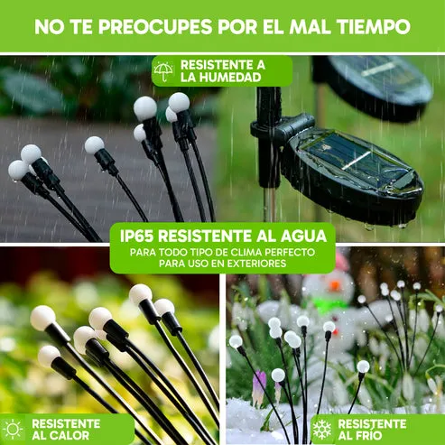 Pack de 4 Luces Solares para Exteriores, 32 LEDs Oscilantes, Resistentes a la Humedad, Fácil Instalación, para Jardín y Patio, foto 3 de 4